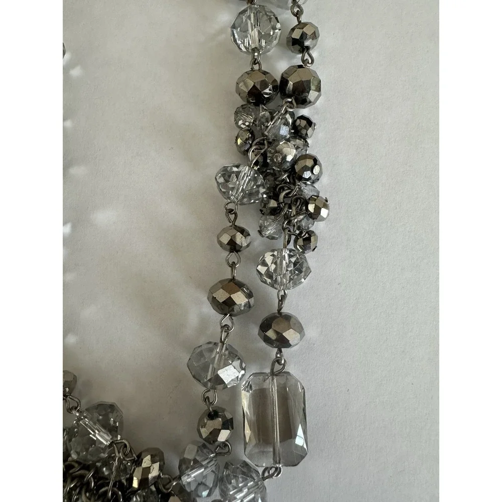 White House Black Market VTG Multi-Strand Crystal Statement Necklace Regency